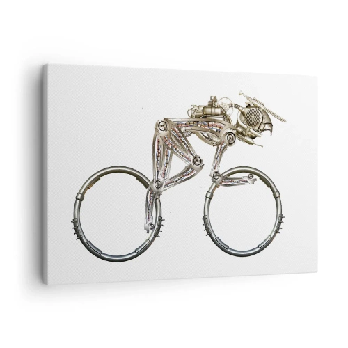 Cuadro sobre lienzo - Impresión de Imagen - Una bicicleta mecánica con un diseño futurista. - 70x50cm - Una magnífica máquina - Decoración de pared moderna para salón y dormitorio ARTTOR