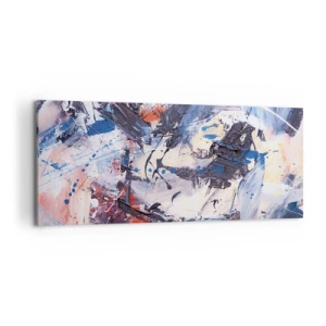 Cuadro sobre lienzo - Impresión de Imagen - Abstracción con pinceladas dinámicas en azul y rojo. - 120x50cm - Danza loca de la abstracción - Decoración de pared moderna para salón y dormitorio ARTTOR