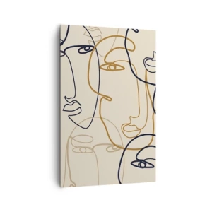 Cuadro sobre lienzo - Impresión de Imagen - Caras de arte lineal minimalista sobre un fondo claro - 80x120cm - Retrato multiplicado - Decoración de pared moderna para salón y dormitorio ARTTOR