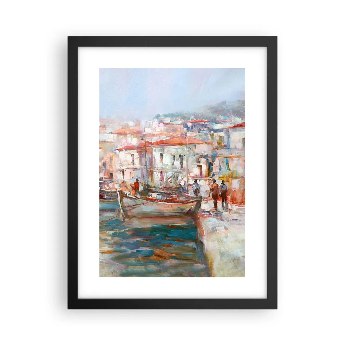 Póster en marco negro - Vacaciones en colores pastel - 30x40 cm