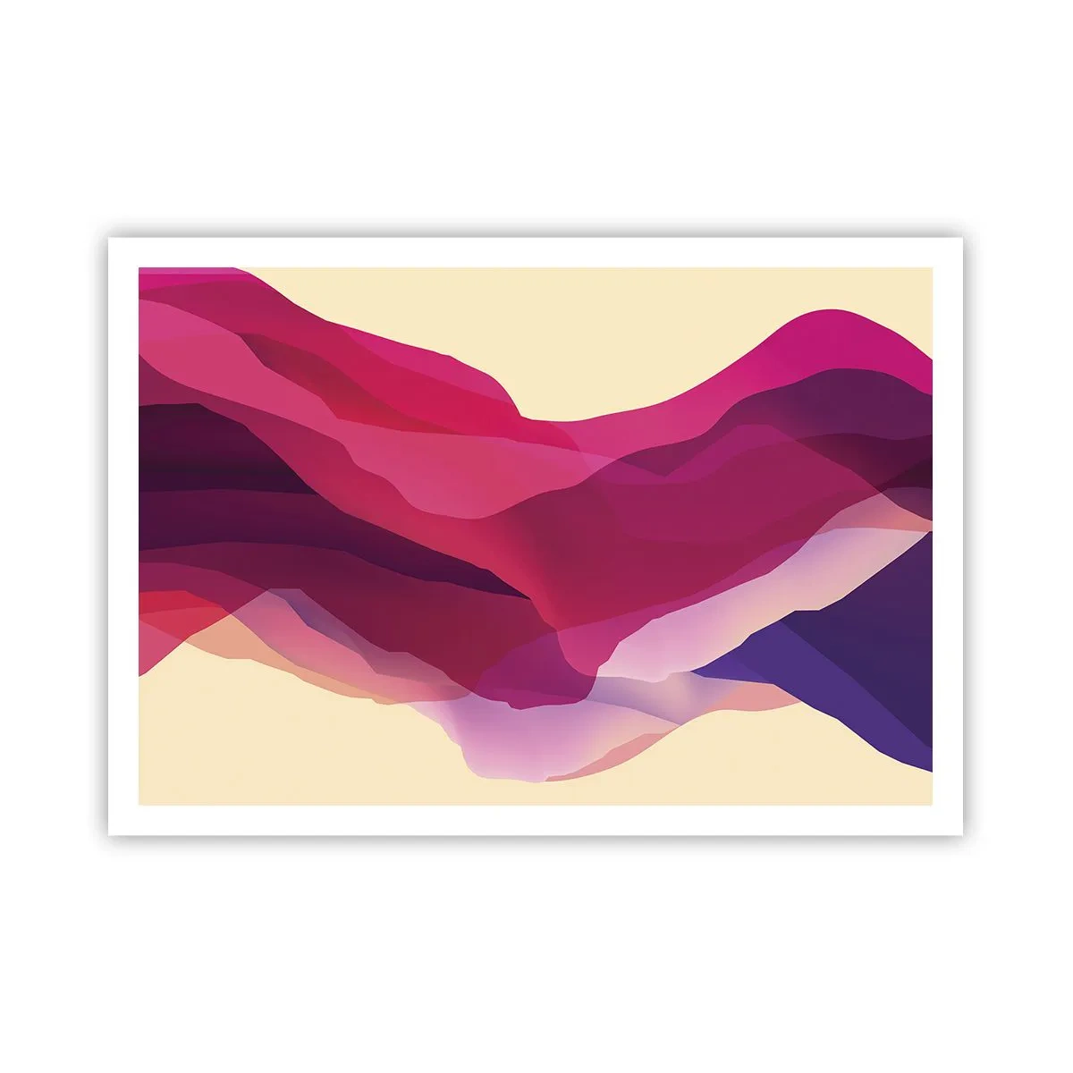 Póster - Ondas abstractas en tonos morados y rosas sobre un fondo claro. - 100x70cm - Ondas púrpuras - Decoración de pared moderna para salón y dormitorio ARTTOR