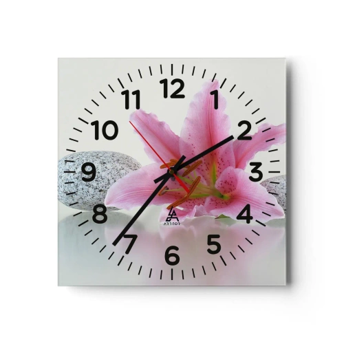 Reloj de pared - Reloj de vidrio - Estudio en rosa, gris y blanco - 40x40 cm