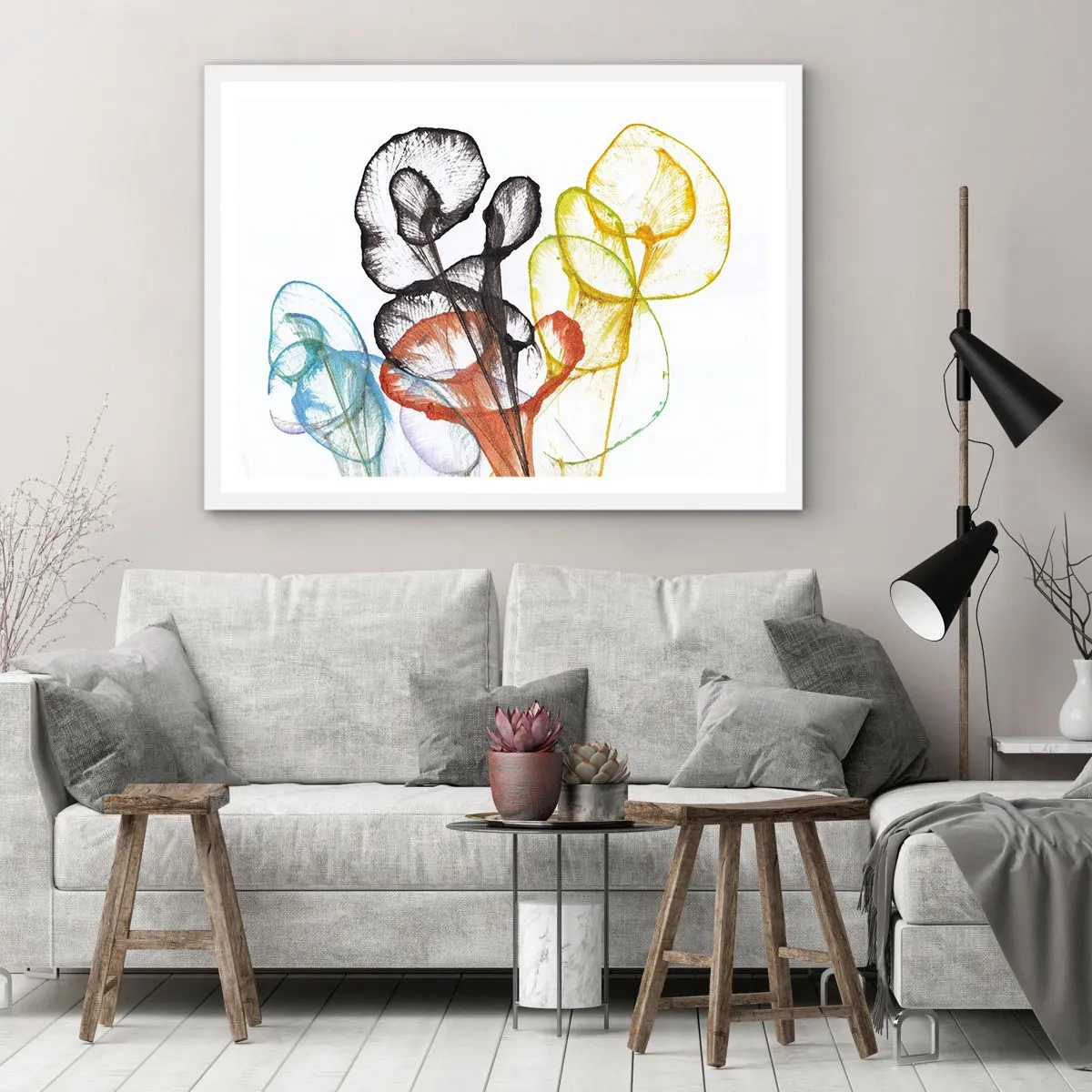 Póster en marco blanco - Flores con alma - 40x30 cm