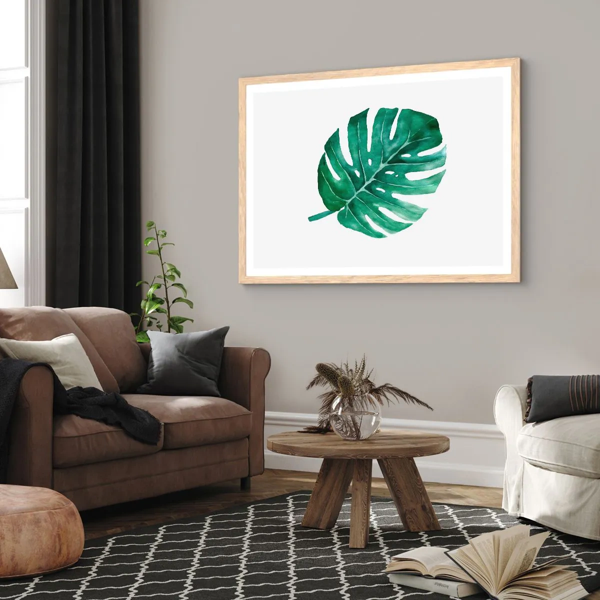 Póster en marco roble claro - Concepto verde - 50x40 cm