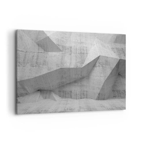 Cuadro sobre lienzo - Impresión de Imagen - Formas geométricas de hormigón en gris - 100x70cm - Un verdadero desafío - Decoración de pared moderna para salón y dormitorio ARTTOR