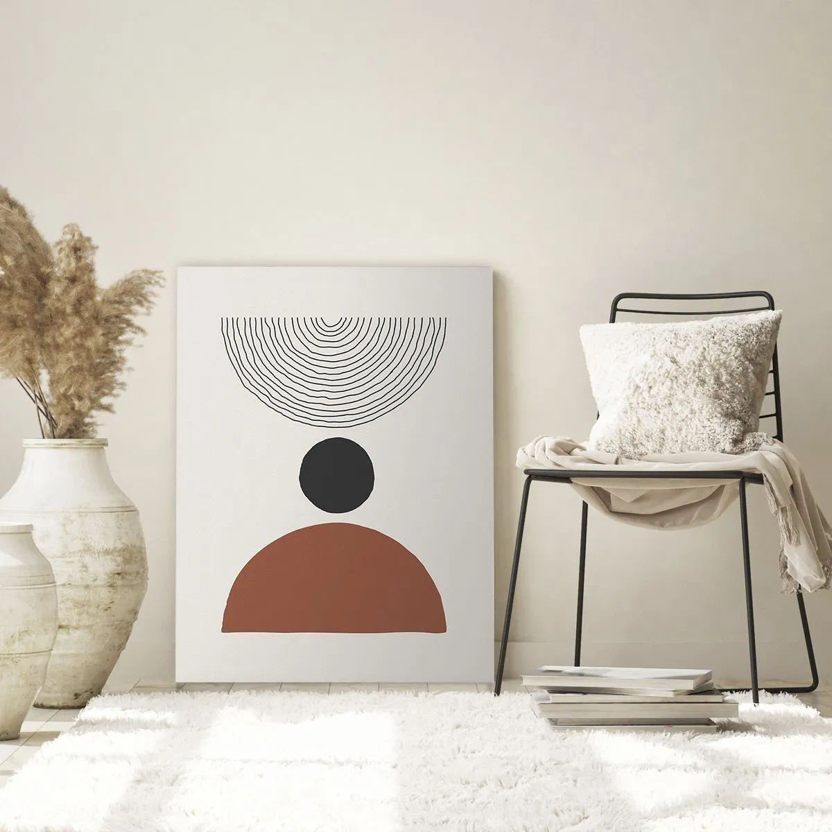 Cuadro sobre vidrio - Impresiones sobre Vidrio - Formas geométricas abstractas sobre un fondo claro - 50x70cm - En el centro de la atención - Decoración de pared moderna para salón y dormitorio ARTTOR