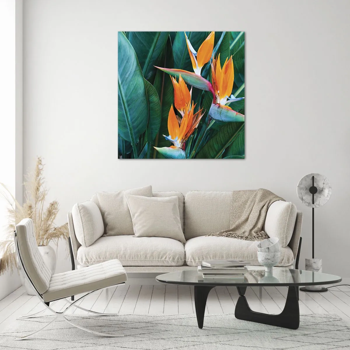 Cuadro sobre vidrio - Impresiones sobre Vidrio - ¿Es una flor o es un pájaro? - 30x30 cm