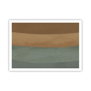 Póster - Composición abstracta en tonos tierra naturales. - 100x70cm - Composición horizontal - Decoración de pared moderna para salón y dormitorio ARTTOR
