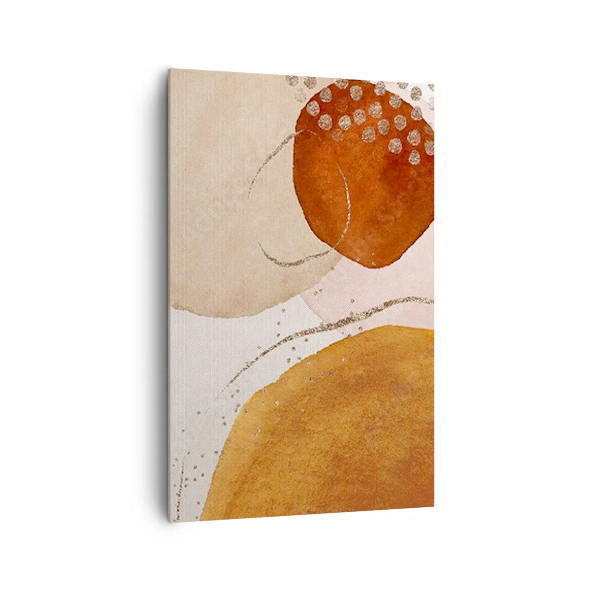 Cuadro sobre lienzo - Impresión de Imagen - Formas abstractas en tonos cálidos de marrón y dorado. - 80x120cm - Movimiento abstracto - Decoración de pared moderna para salón y dormitorio ARTTOR