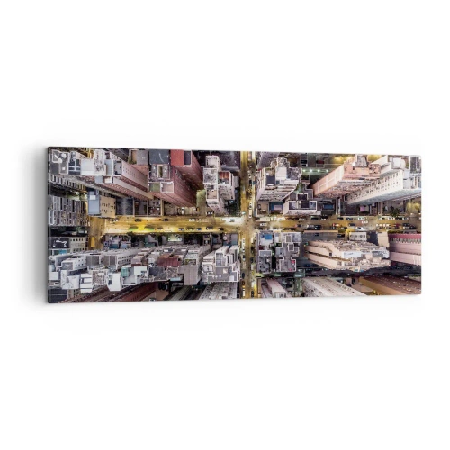 Cuadro sobre lienzo - Impresión de Imagen - Una vista de pájaro de una ciudad llena de rascacielos. - 140x50cm - Saludos desde Hong Kong - Decoración de pared moderna para salón y dormitorio ARTTOR