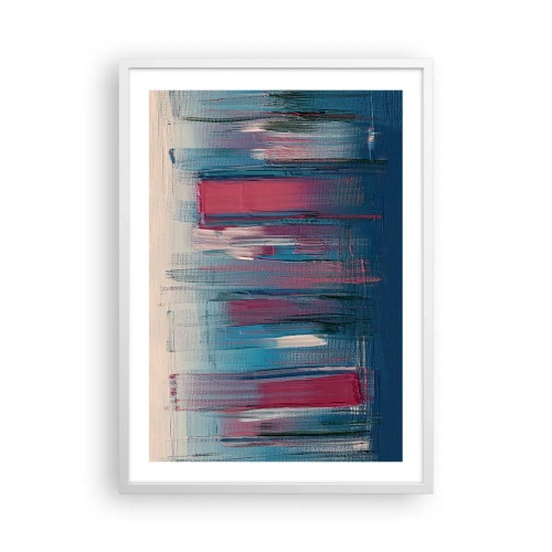 Póster en marco blanco - Composición vertical en azul y rojo - 50x70 cm