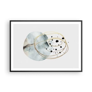 Póster en marco negro - Abstracción minimalista con patrón geométrico y líneas doradas. - 100x70cm - El concepto del espacio - Decoración de pared moderna para salón y dormitorio ARTTOR