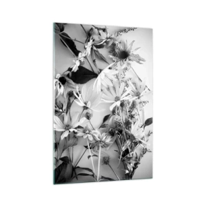 Cuadro sobre vidrio - Impresiones sobre Vidrio - Arreglos florales en blanco y negro en un sutil estilo artístico. - 70x100cm - Un no ramo de flores - Decoración de pared moderna para salón y dormitorio ARTTOR