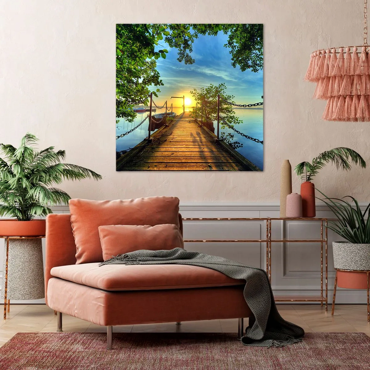 Cuadro sobre lienzo - Impresión de Imagen - Atardecer junto al agua - 30x30 cm