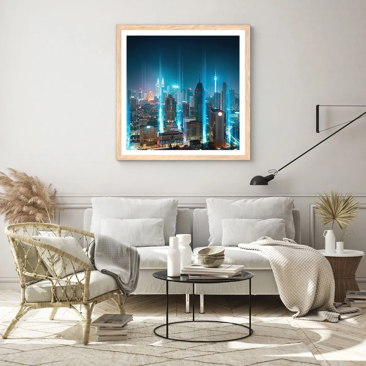 Póster en marco roble claro - De Berlín al cielo - 30x30 cm