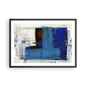 Póster en marco negro - Composición abstracta en tonos azules y blancos. - 70x50cm - El secreto del azul - Decoración de pared moderna para salón y dormitorio ARTTOR
