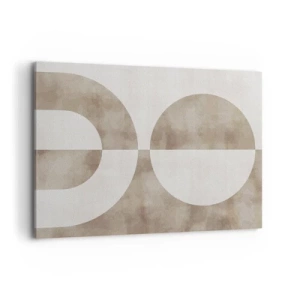 Cuadro sobre lienzo - Impresión de Imagen - Un cuadro abstracto en tonos beige con formas geométricas y simetría. - 100x70cm - Similitudes y diferencias - Decoración de pared moderna para salón y dormitorio ARTTOR