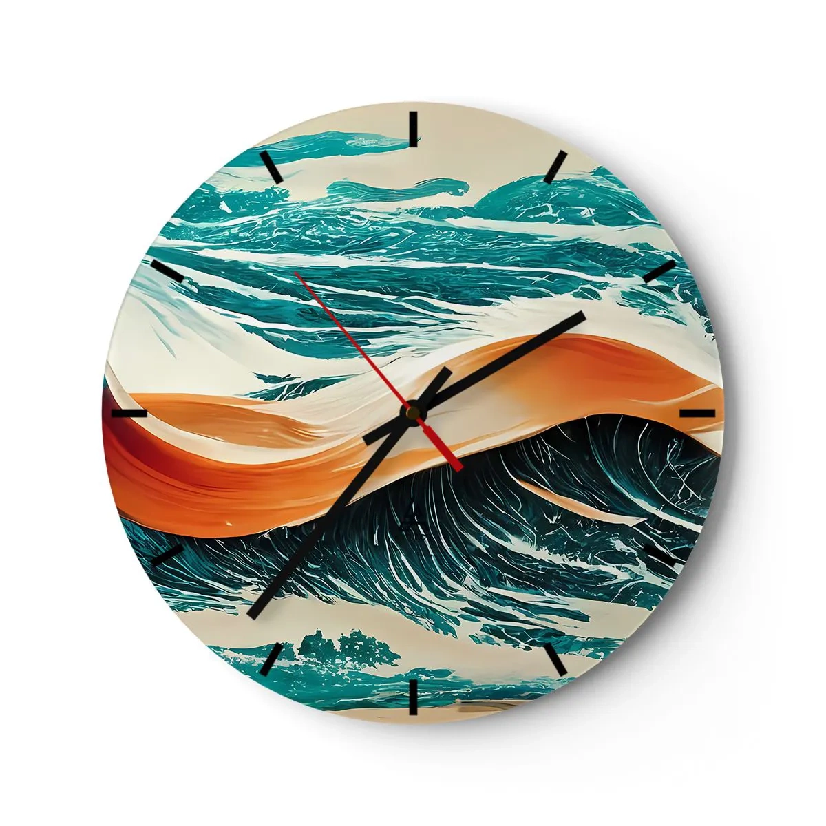Reloj de pared - Reloj de vidrio - El sueño de un surfista - 40x40 cm