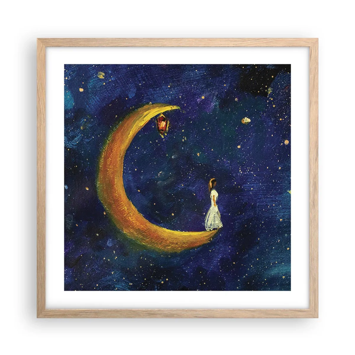 Póster en marco roble claro - La llamada de la Luna - 50x50 cm