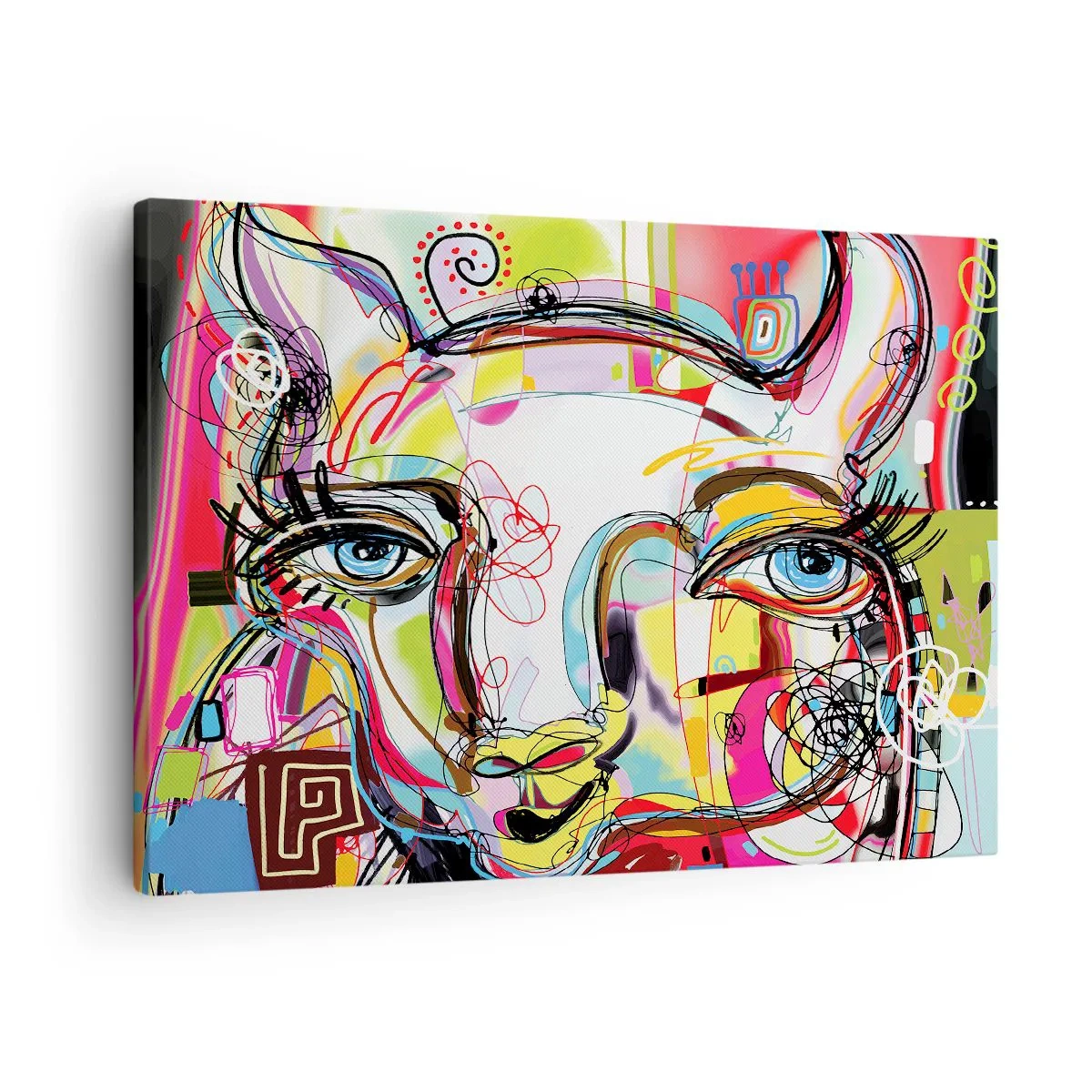 Cuadro sobre lienzo - Impresión de Imagen - Retrato colorido en estilo artístico abstracto. - 70x50cm - La riqueza de un gato - Decoración de pared moderna para salón y dormitorio ARTTOR