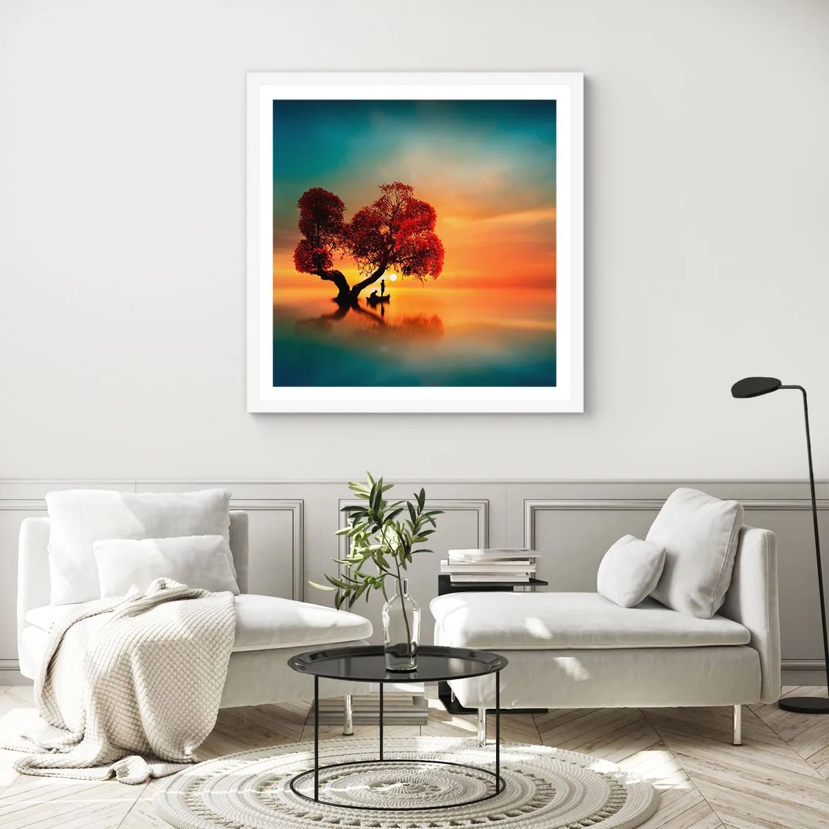 Póster en marco blanco - La lejanía y el silencio del mundo - 40x40 cm