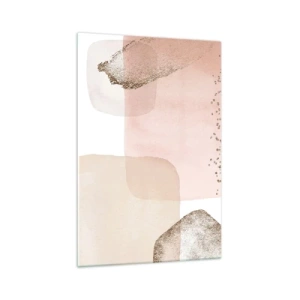 Cuadro sobre vidrio - Impresiones sobre Vidrio - Manchas pastel con elementos dorados - 70x100cm - Una mirada a través del color - Decoración de pared moderna para salón y dormitorio ARTTOR