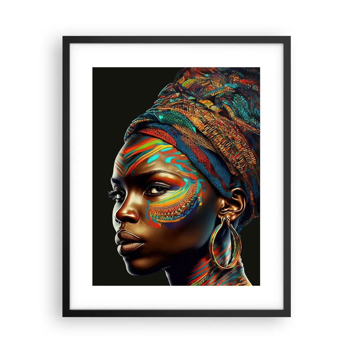Póster en marco negro - Reina africana - 40x50 cm