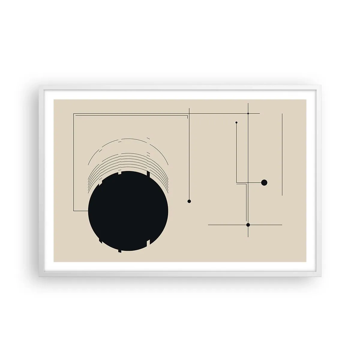 Póster en marco blanco - Composición elástica y dinámica - 91x61 cm