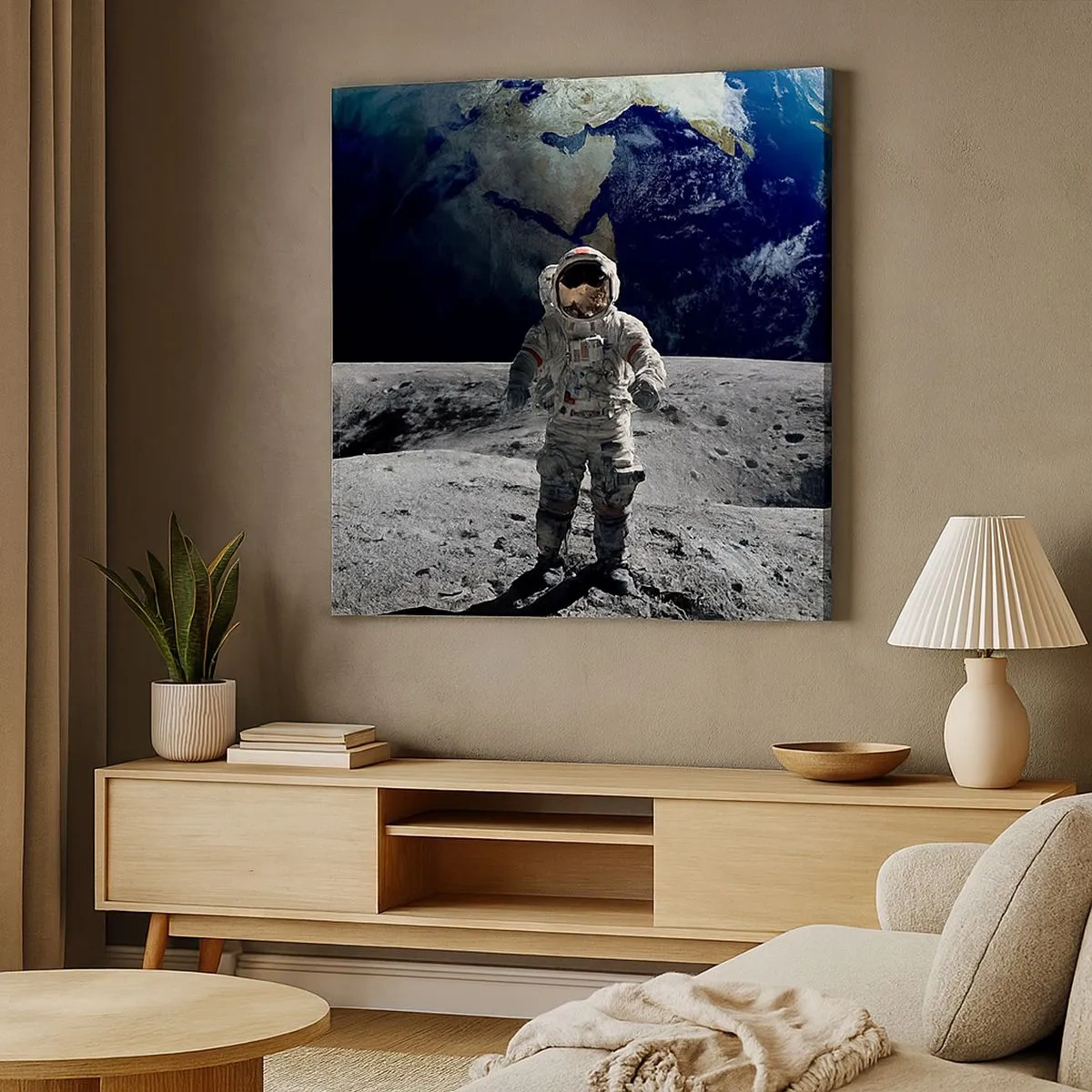 Cuadro sobre lienzo - Impresión de Imagen - Saludos desde la Luna - 30x30 cm