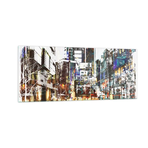 Cuadro sobre vidrio - Impresiones sobre Vidrio - Ciudad parpadeante - 100x40 cm
