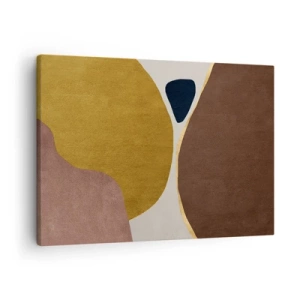 Cuadro sobre lienzo - Impresión de Imagen - Una composición abstracta con formas geométricas en colores cálidos. - 70x50cm - Abstracción - un lugar en el espacio - Decoración de pared moderna para salón y dormitorio ARTTOR