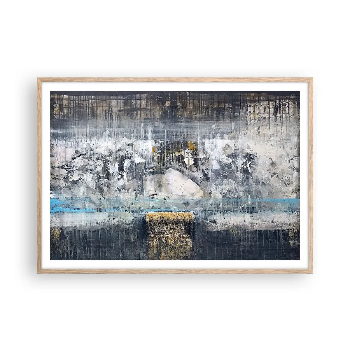 Póster en marco roble claro - Hielo abstracto - 100x70 cm