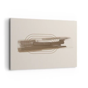 Cuadro sobre lienzo - Impresión de Imagen - Una composición minimalista en tonos beige y gris con un patrón geométrico. - 120x80cm - Un soplo de gris - Decoración de pared moderna para salón y dormitorio ARTTOR