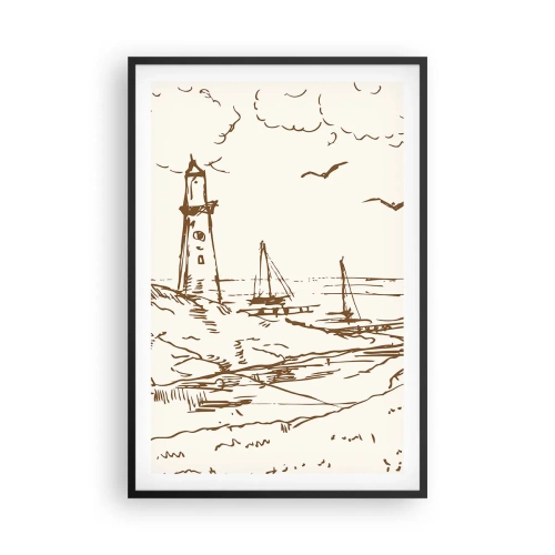 Póster en marco negro - Un esbozo de un recuerdo de verano - 61x91 cm