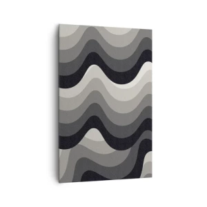 Cuadro sobre lienzo - Impresión de Imagen - Patrones ondulados en blanco y negro en tonos de gris. - 80x120cm - Ola tras ola - Decoración de pared moderna para salón y dormitorio ARTTOR
