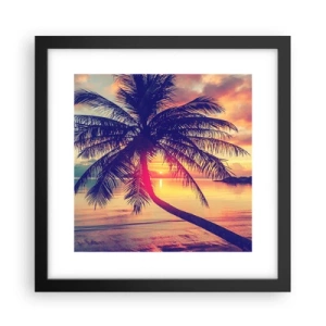 Póster en marco negro - Atardecer bajo las palmeras - 30x30 cm