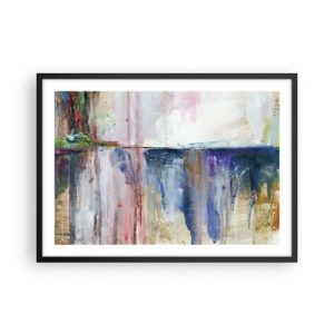 Póster en marco negro - Una composición abstracta de colores con efecto de reflejo en el lienzo. - 70x50cm - Impresiones y asociaciones de colores - Decoración de pared moderna para salón y dormitorio ARTTOR