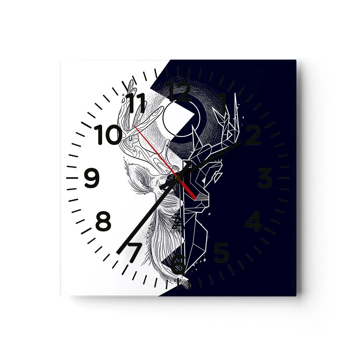 Reloj de pared - Reloj de vidrio - Lucha y unidad de los opuestos - 40x40 cm