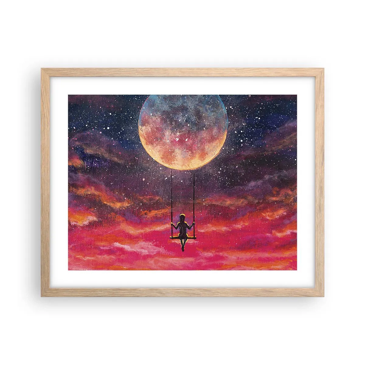 Póster en marco roble claro - Disfrutar de las nubes - 50x40 cm