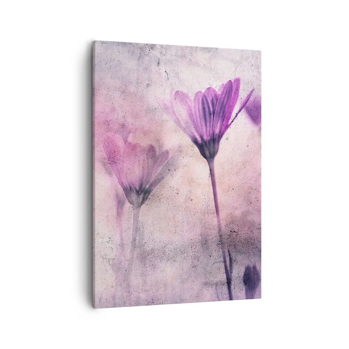 Cuadro sobre lienzo - Impresión de Imagen - Delicadas flores en tonos morados sobre un fondo claro. - 50x70cm - Sueño de flores - Decoración de pared moderna para salón y dormitorio ARTTOR