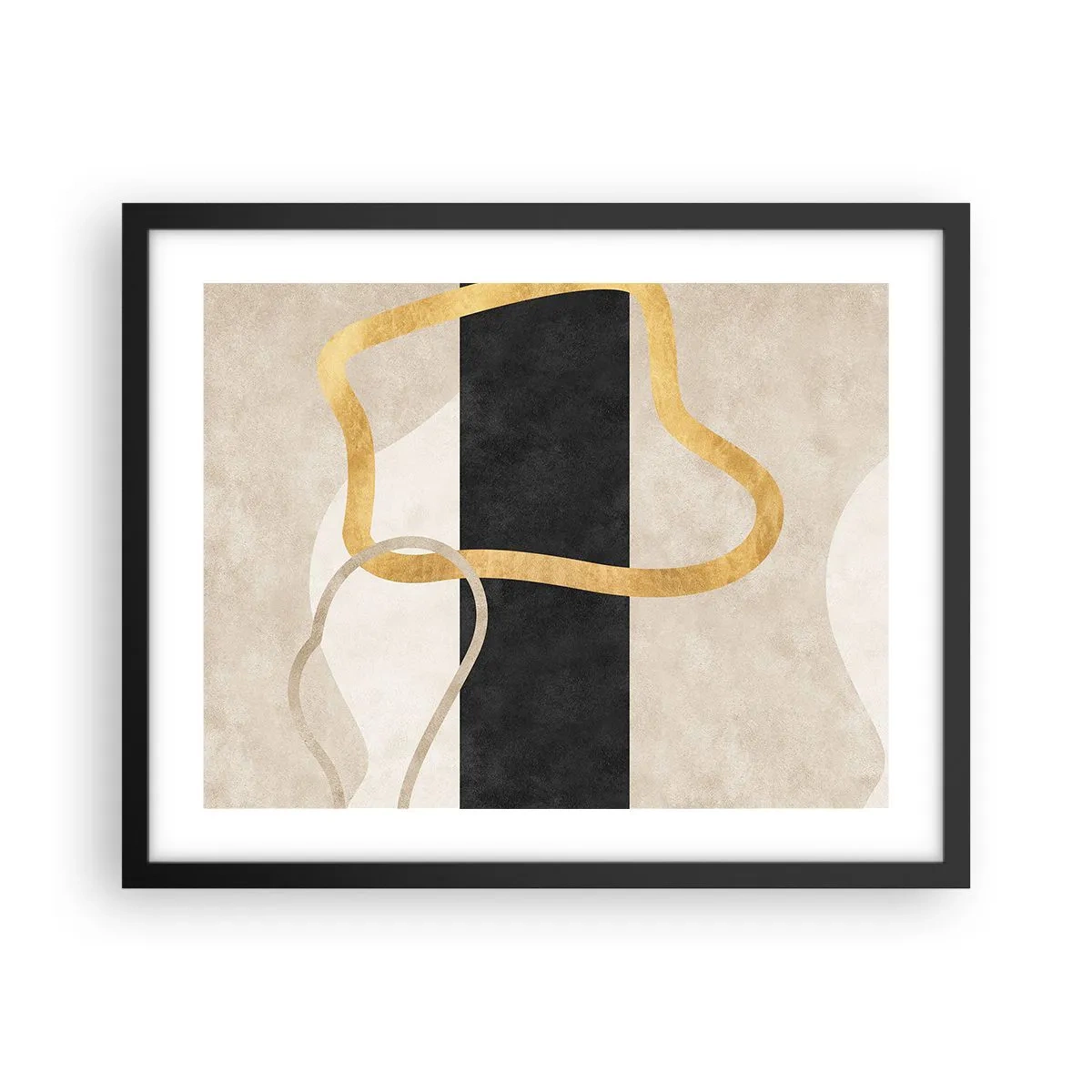 Póster en marco negro - Formas en bucle - 50x40 cm