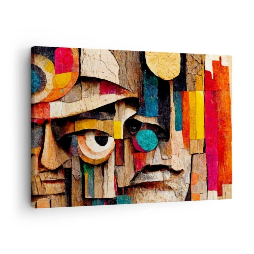 Cuadro sobre lienzo - Impresión de Imagen - Rostros abstractos en colores intensos - 70x50cm - Te veo... - Decoración de pared moderna para salón y dormitorio ARTTOR