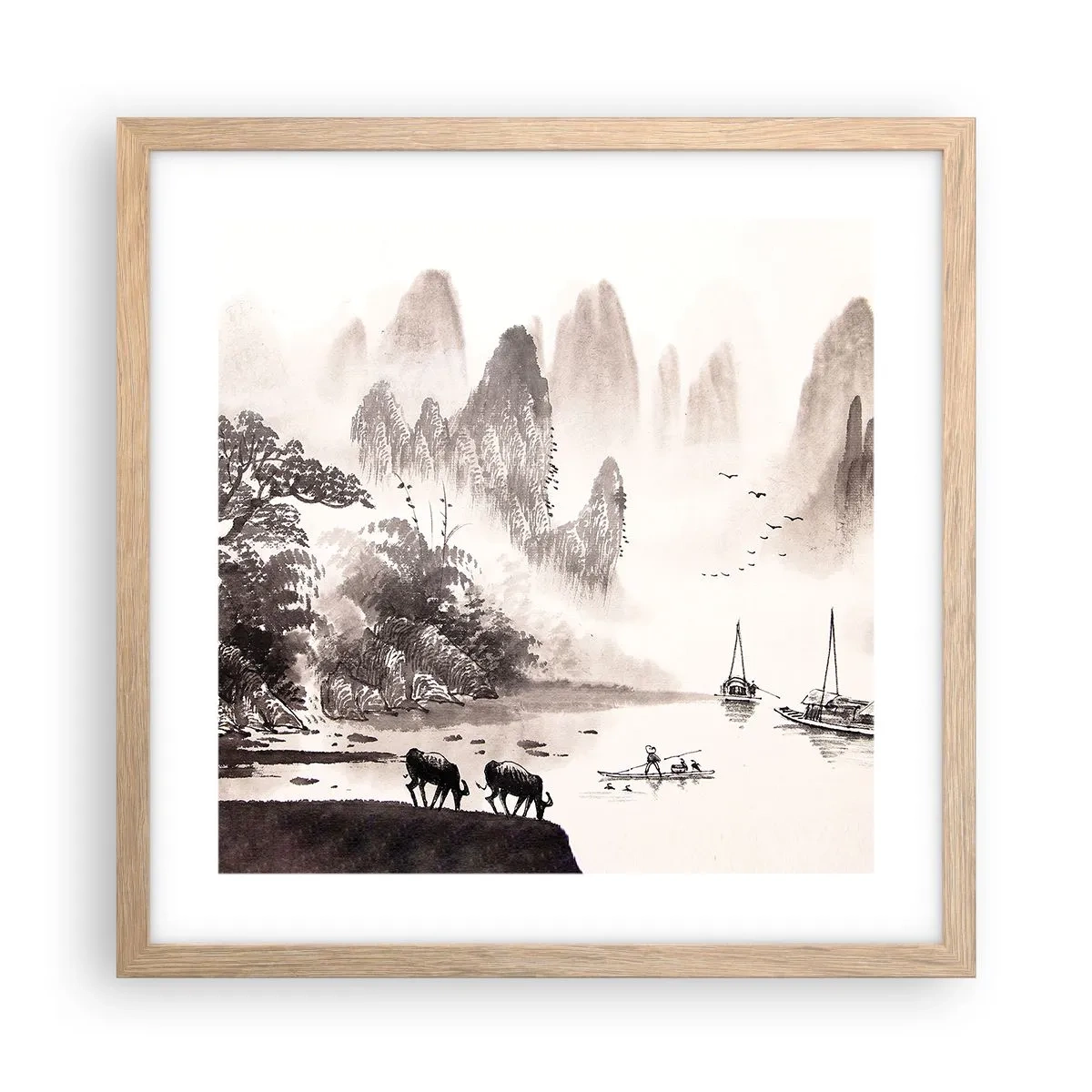 Póster en marco roble claro - La exótica vida cotidiana de Oriente - 40x40 cm