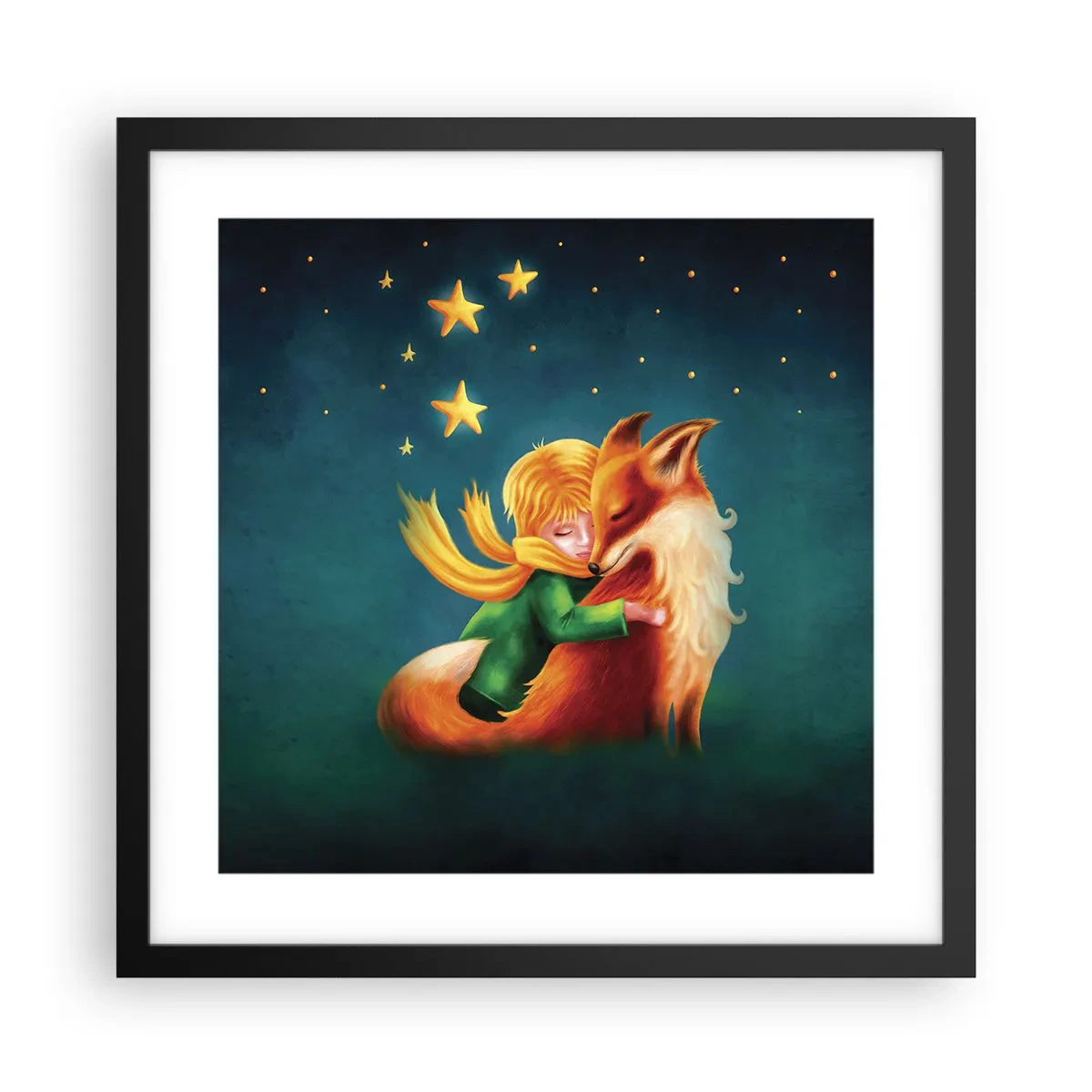Póster en marco negro - El Principito - 40x40 cm