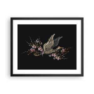 Póster en marco negro - Ave florida - 50x40 cm