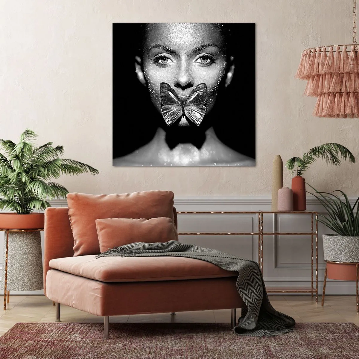 Cuadro sobre lienzo - Impresión de Imagen - Beso de mariposa - 60x60 cm