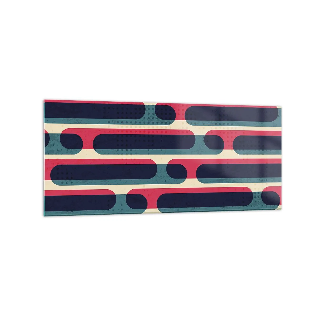 Cuadro sobre vidrio - Impresiones sobre Vidrio - Patrón geométrico retro con colores pastel. - 120x50cm - Profundidad y relieve - Decoración de pared moderna para salón y dormitorio ARTTOR