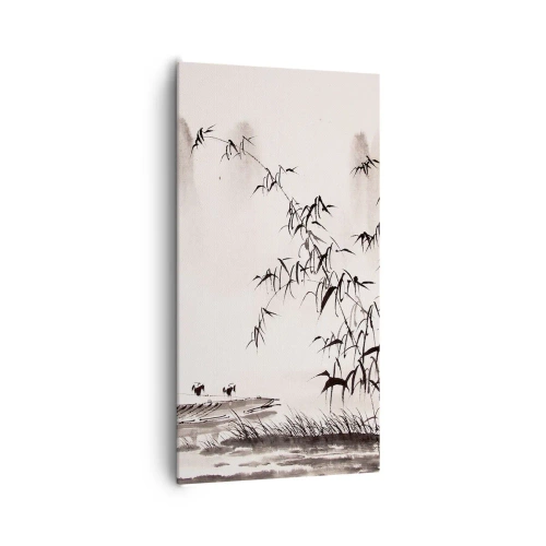 Cuadro sobre lienzo - Impresión de Imagen - El silencio de los arrozales - 65x120 cm