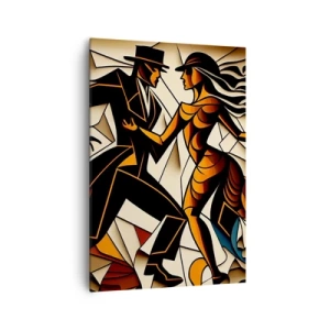 Cuadro sobre lienzo - Impresión de Imagen - Una pareja dinámica bailando en forma abstracta. - 70x100cm - Danza de pasión - Decoración de pared moderna para salón y dormitorio ARTTOR