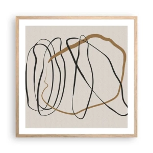 Póster en marco roble claro - Composición: danza lineal - 60x60 cm